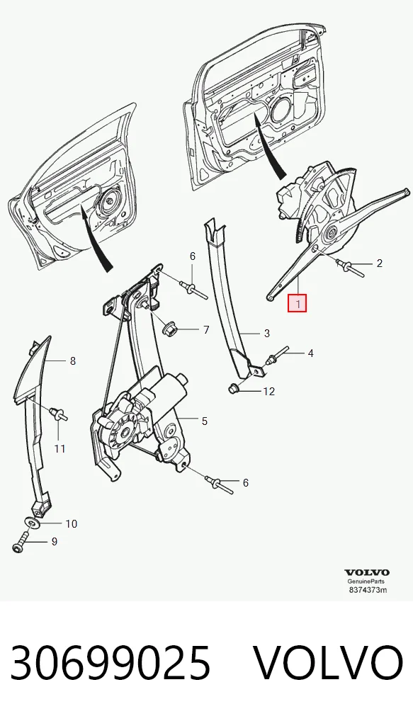 Mecanismo de acionamento de vidro da porta dianteira esquerda Volvo S60 I RS, RH