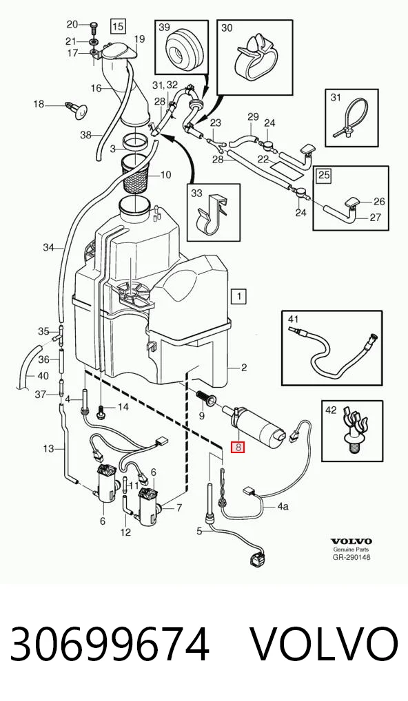 30699674 Volvo Bomba do motor de fluido para lavador das luzes