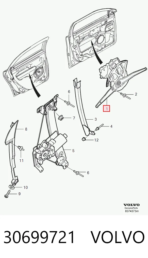 Mecanismo de acionamento de vidro da porta dianteira direita para Volvo S80 I TS, TH, KV