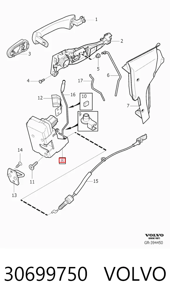 Fecho da porta dianteira esquerda Volvo S60 I RS, RH ao melhor preço
