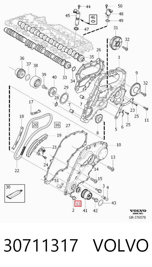 30711317 Volvo Vedação dianteira de cambota de motor