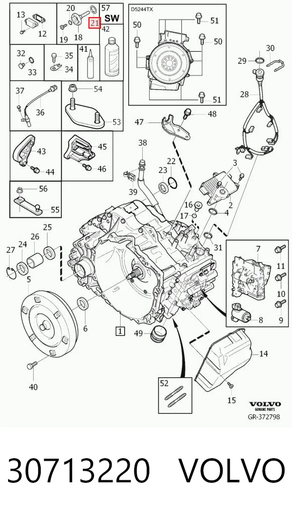 30713220 Volvo Vedante de rolha de panela da Caixa Automática de Mudança