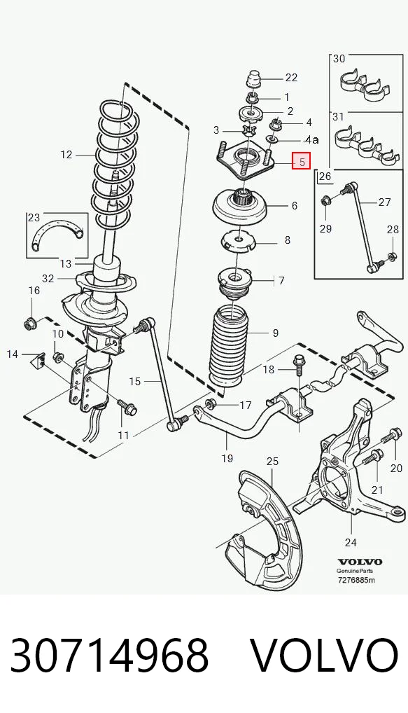 30714968 Volvo Suporte de amortecedor dianteiro