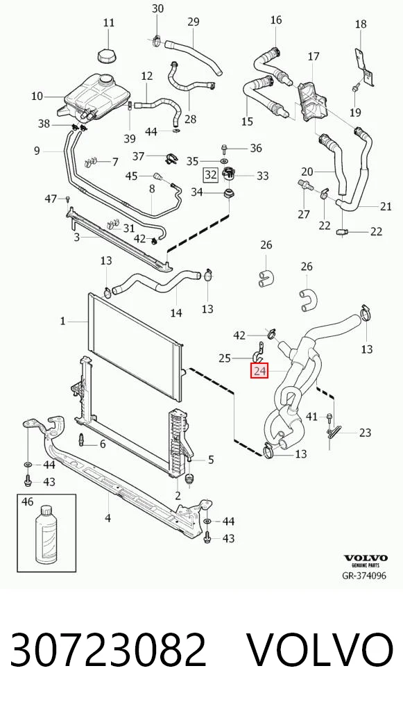 30723082 Volvo Mangueira (cano derivado) do radiador de esfriamento superior
