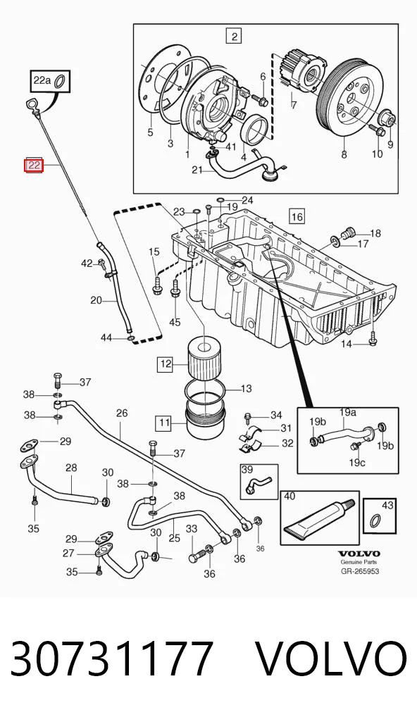  Sonda (indicador) do nível de óleo no motor Volvo XC90 SUV (2002 - 2015) 