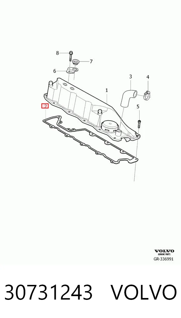 30731243 Volvo Vedante da tampa de válvulas de motor, kit