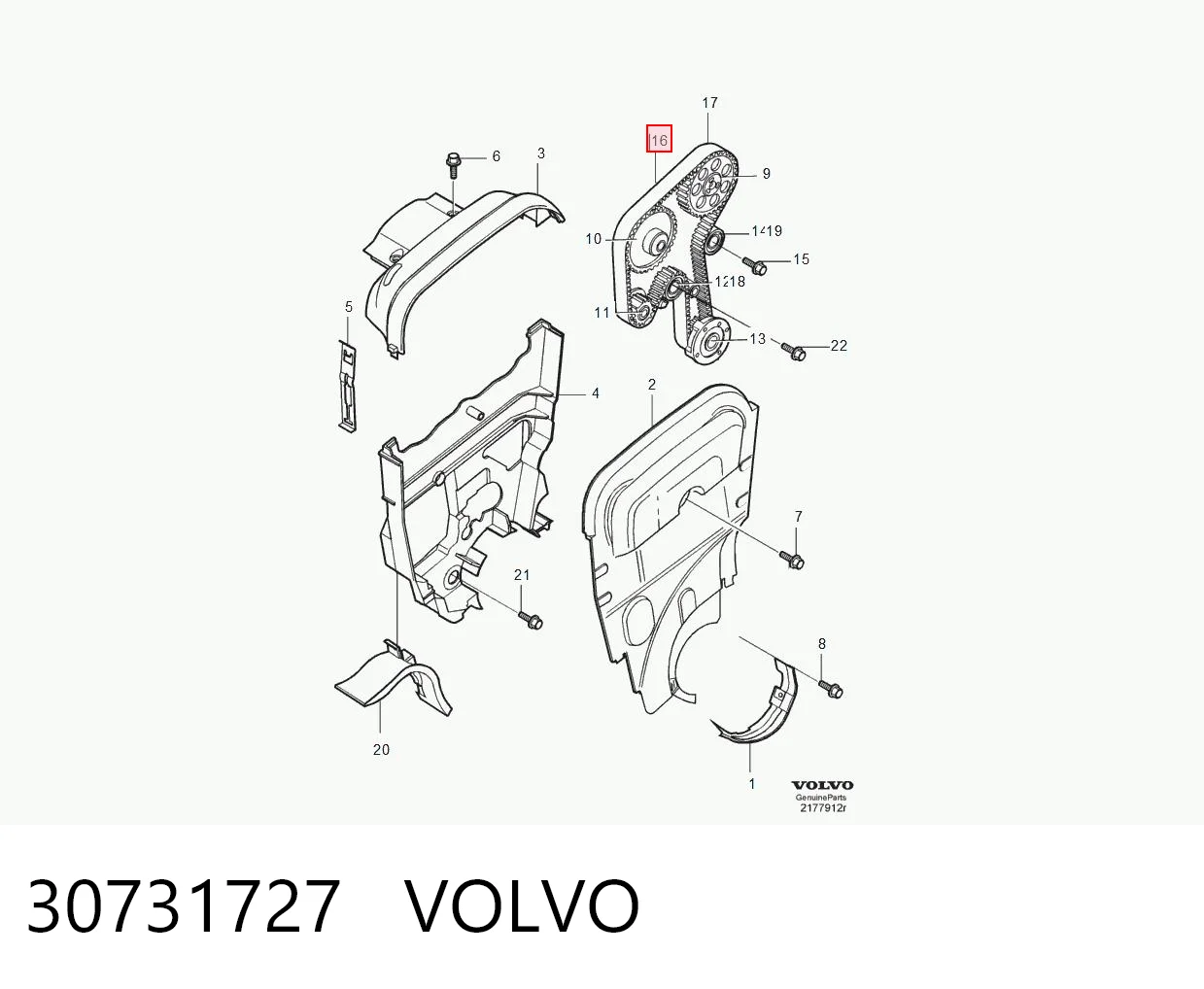 30731727 Volvo Correia do mecanismo de distribuição de gás, kit