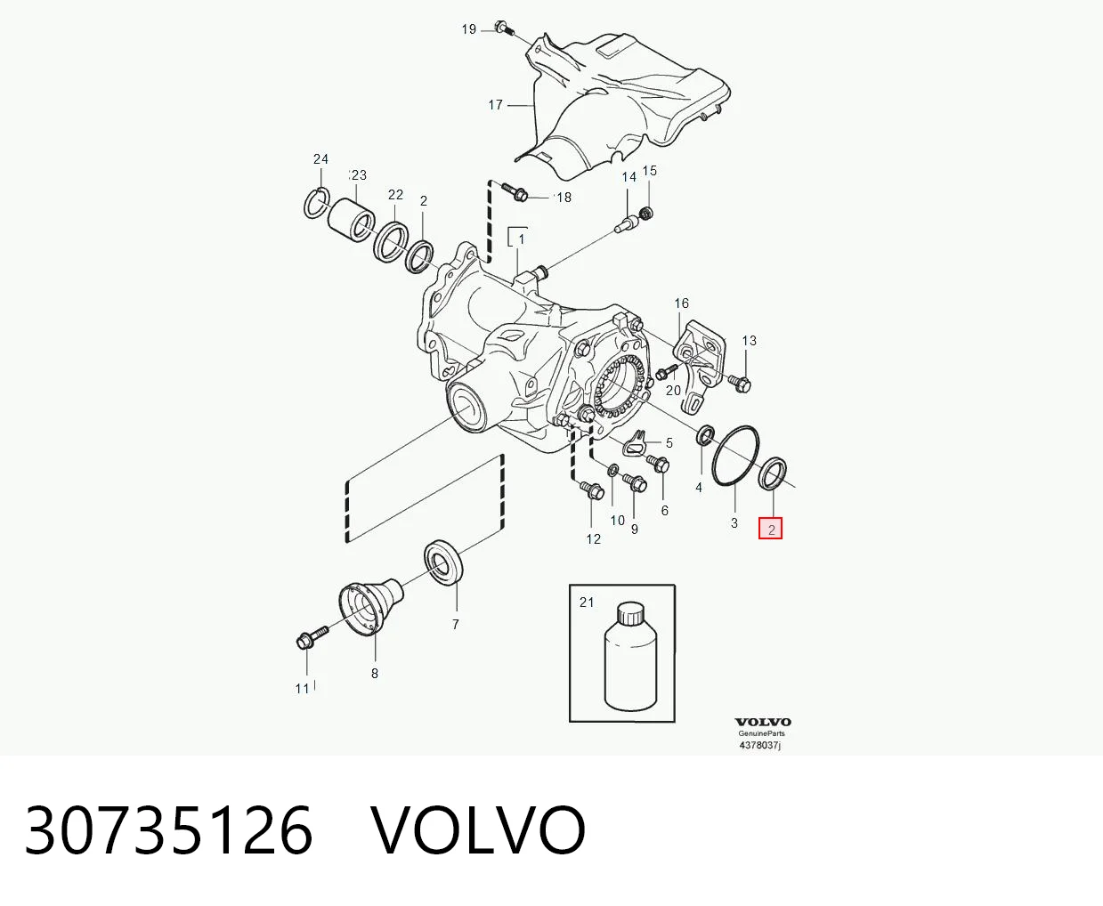 30735126 Volvo Bucim de redutor do eixo dianteiro