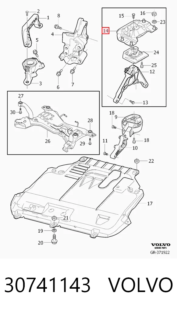 30741143 Volvo Coxim (suporte) esquerdo de motor