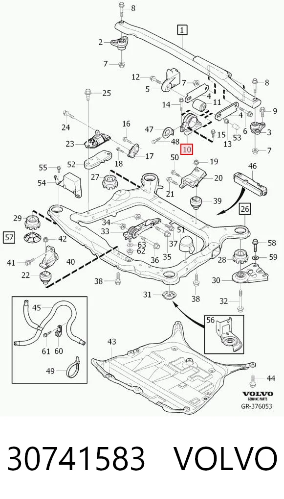 30741583 Volvo Coxim (suporte) superior de motor