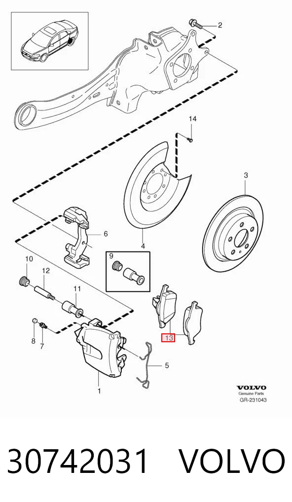 30742031 Volvo Sapatas do freio traseiras de disco