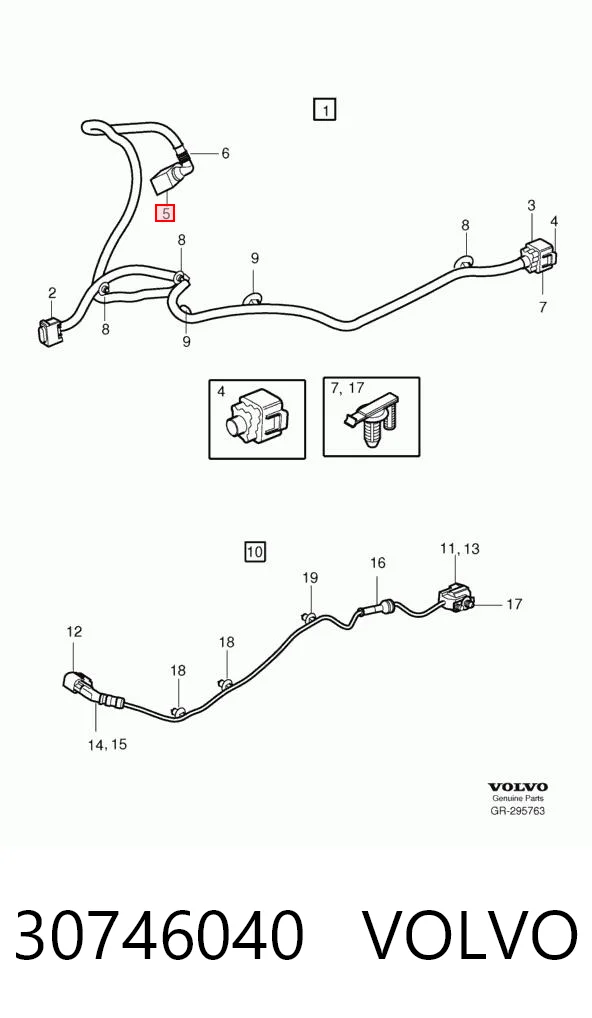 30746040 Volvo Fio dianteiro de sensor ABS