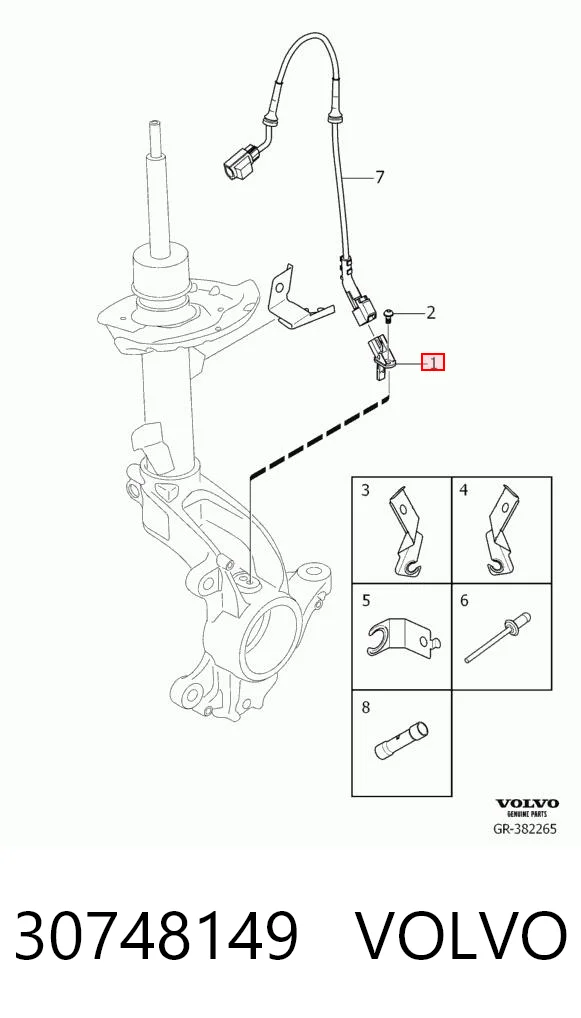 30748149 Volvo Sensor dianteiro de ABS