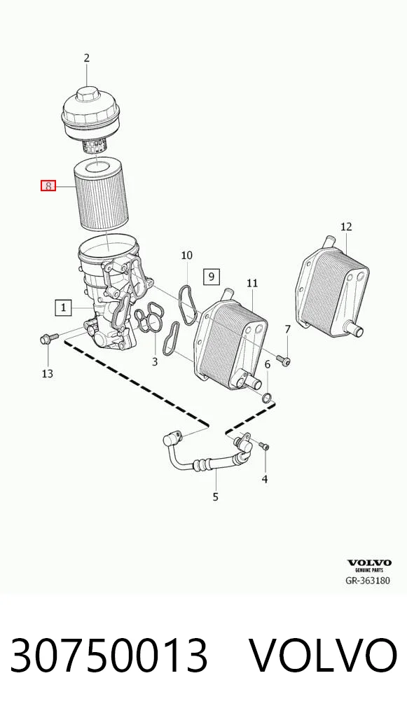 30750013 Volvo Filtro de óleo