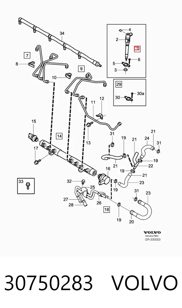 30750283 Volvo Injetor de injeção de combustível