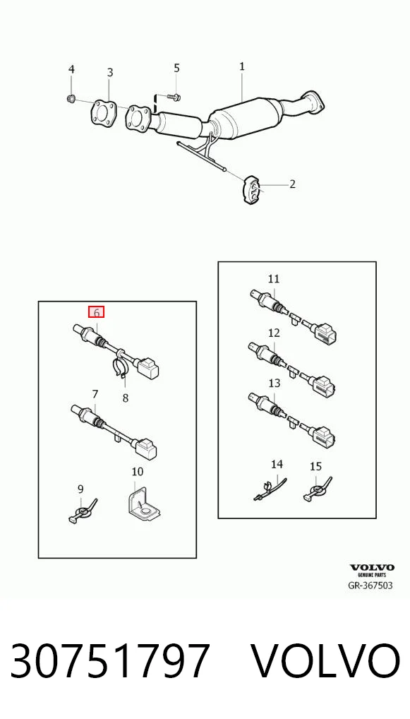 30751797 Volvo Sonda lambda, sensor de oxigênio até o catalisador