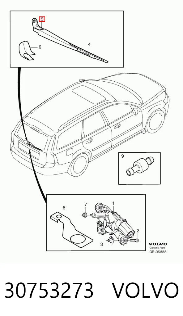 30753273 Volvo Braço de limpa-pára-brisas de vidro traseiro