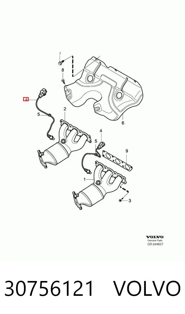 30756121 Volvo Sonda lambda, sensor de oxigênio até o catalisador