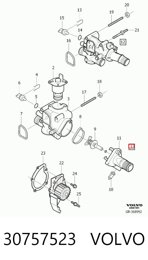 30757523 Volvo Caixa do termostato