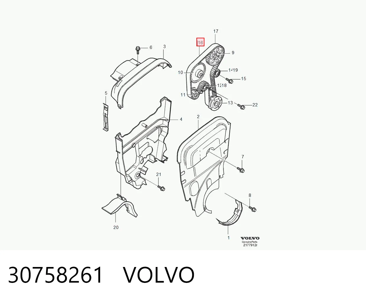 30758261 Volvo Correia do mecanismo de distribuição de gás, kit