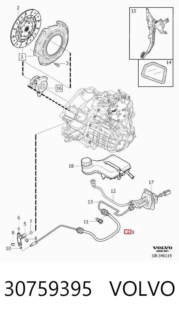 Mangueira de embraiagem para Ford Focus II DA, HCP, DP