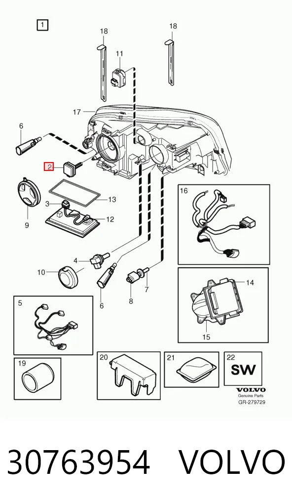 30763954 Volvo Lâmpada de xénon