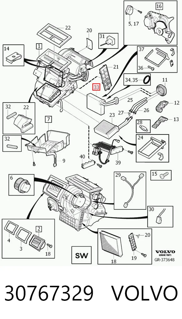 Vaporizador de aparelho de ar condicionado Volvo S40 preço, a partir de 59,59 USD
