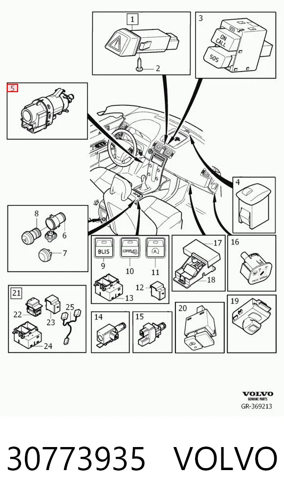30773935 Volvo Sensor de ativação do sinal de parada