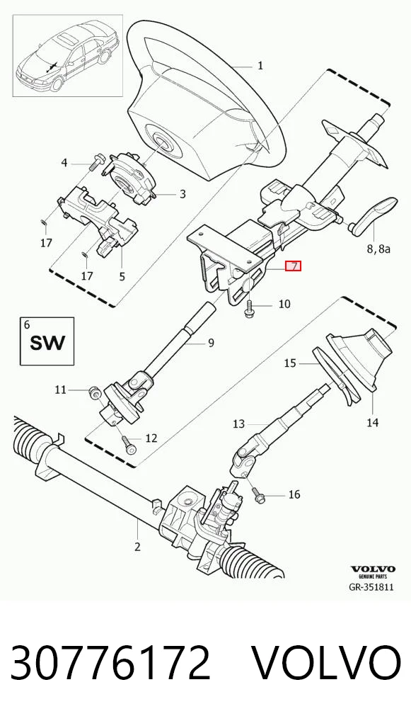 Coluna da direção Volvo S60 I RS, RH