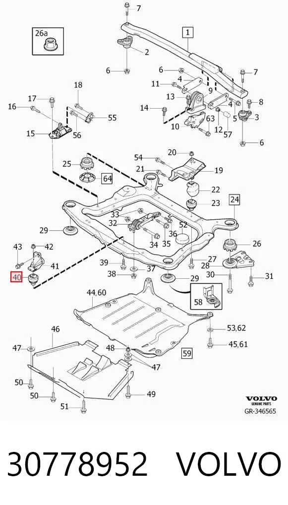 Coxim (suporte) traseiro de motor para Volvo XC70 CROSS COUNTRY SZ, LZ