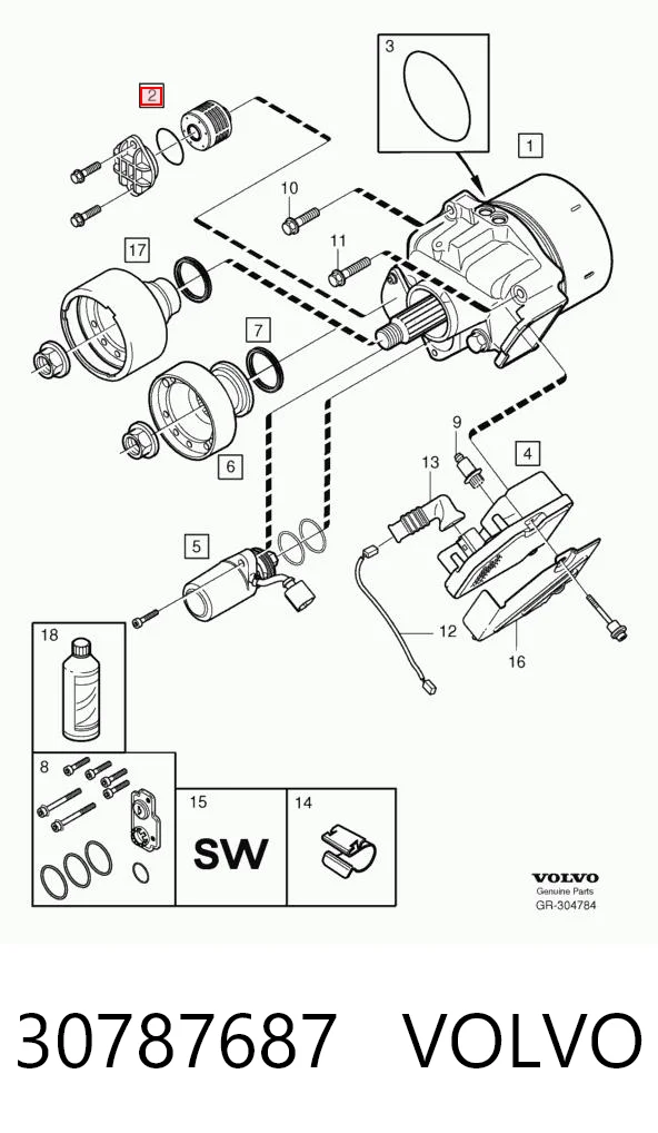 30787687 Volvo Filtro de redutor traseiro (de acoplamento Haldex)