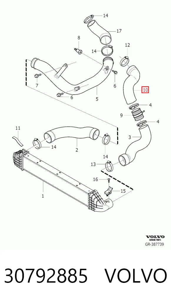 30792885 Volvo Mangueira (cano derivado) de intercooler