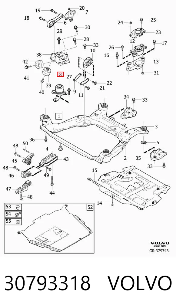 30793318 Volvo Coxim (suporte) dianteiro de motor