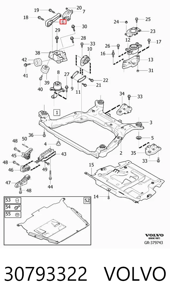 30793322 Volvo Coxim (suporte) direito de motor