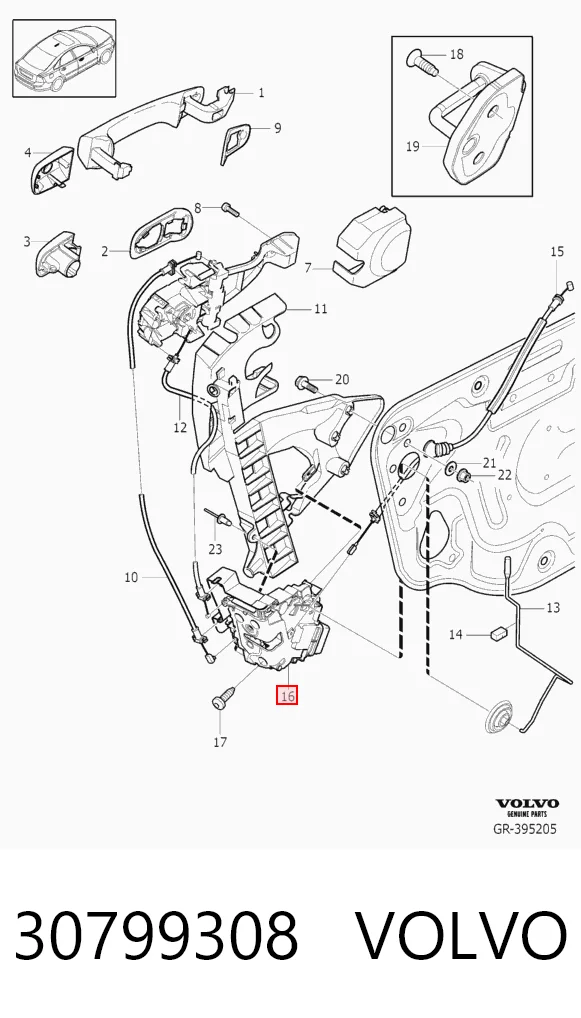  Fecho da porta dianteira esquerda Volvo S40 II sedan (MS) (2004 - 2012) II