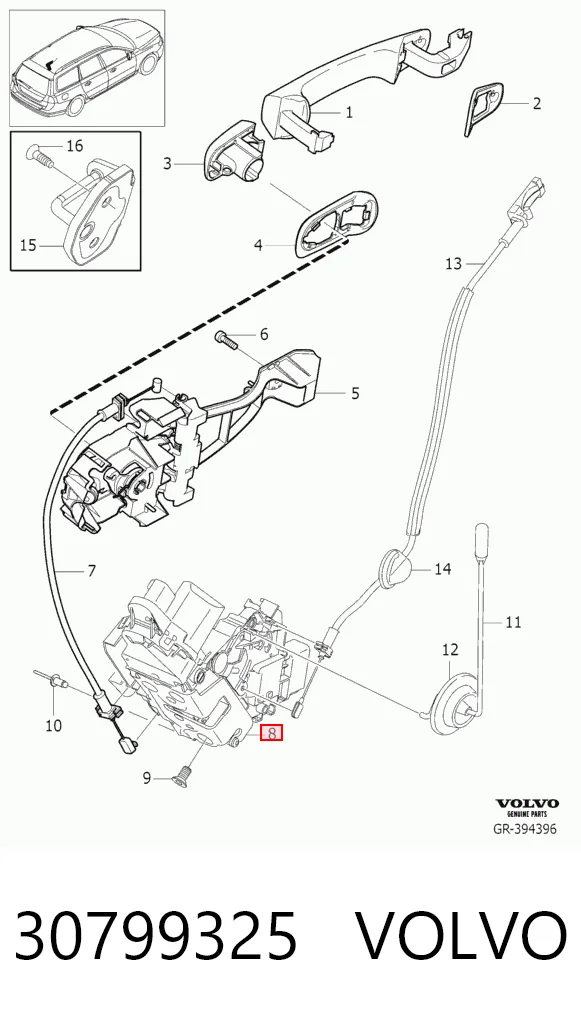 30799325 Volvo Fecho da porta traseira esquerda
