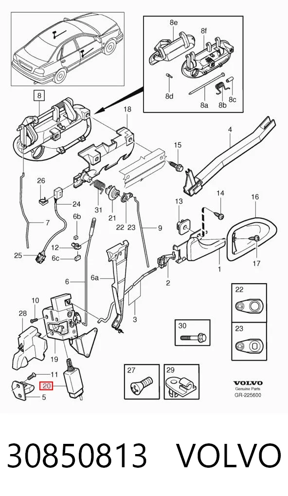 Fecho da porta dianteira esquerda Volvo S40 I VS ao melhor preço