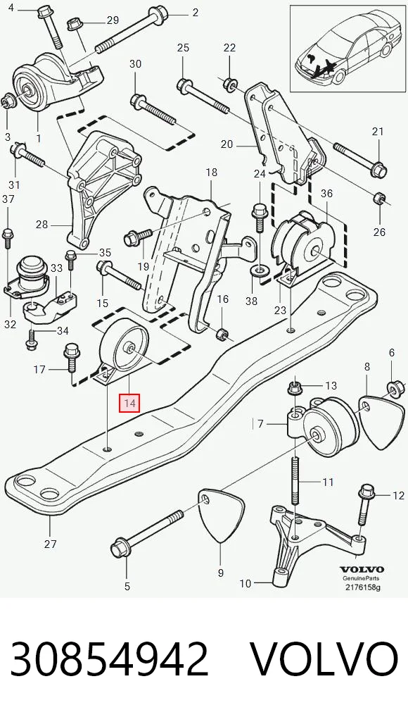 Coxim (suporte) dianteiro de motor para Volvo V40  VW