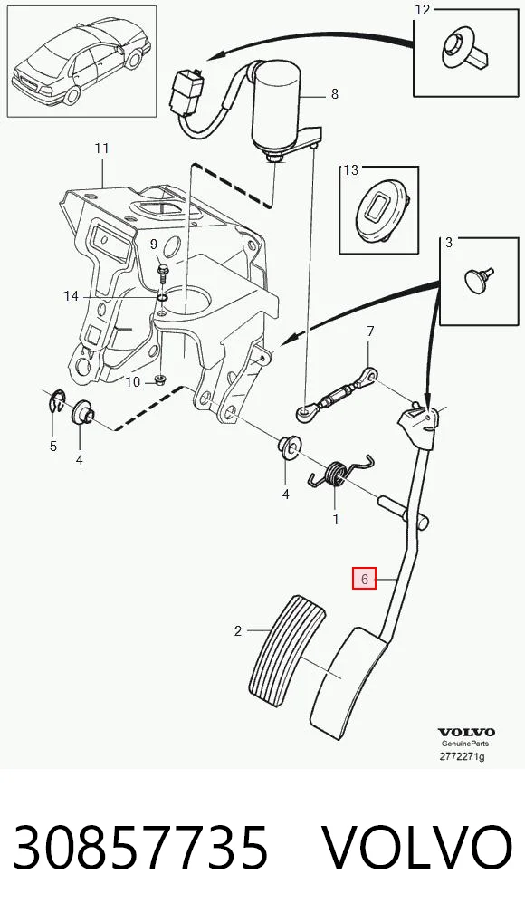Pedal de gás (de acelerador) Volvo V40 VW ao melhor preço