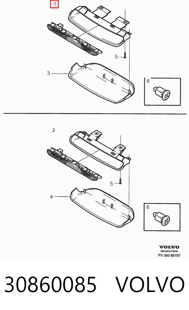 Sinal de parada traseiro adicional para Volvo S40 I VS