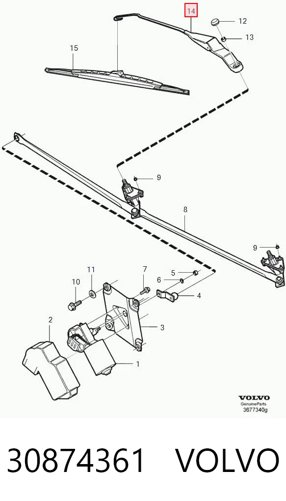  Braço de limpa-pára-brisas do pára-brisas Volvo S40 I sedan (VS) (1995 - 2003) I