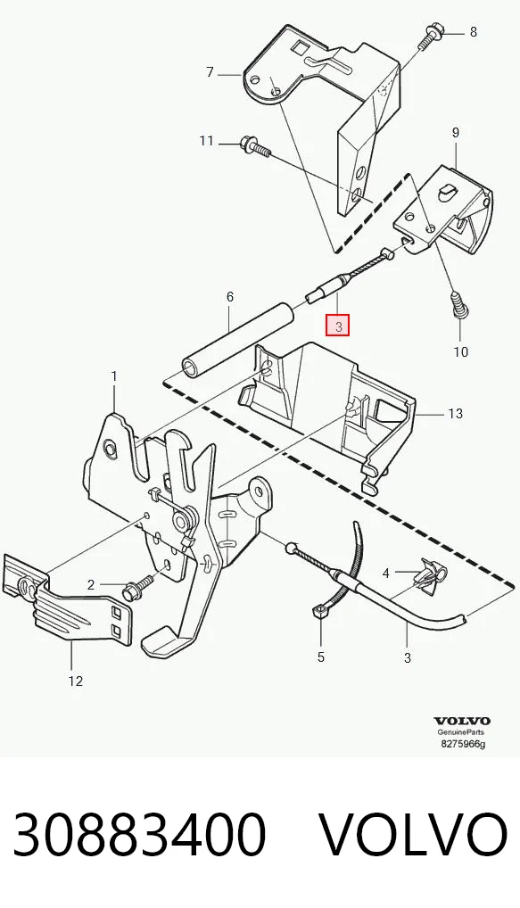 Cabo de abertura da capota para Volvo S40 VS