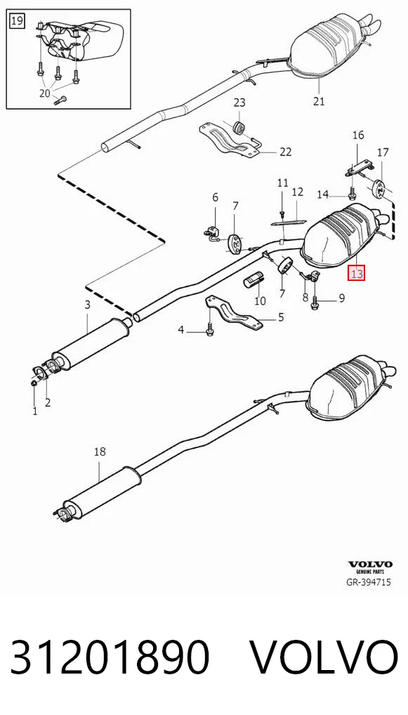  Silenciador, parte traseira Volvo XC90 SUV (2002 - 2015) 