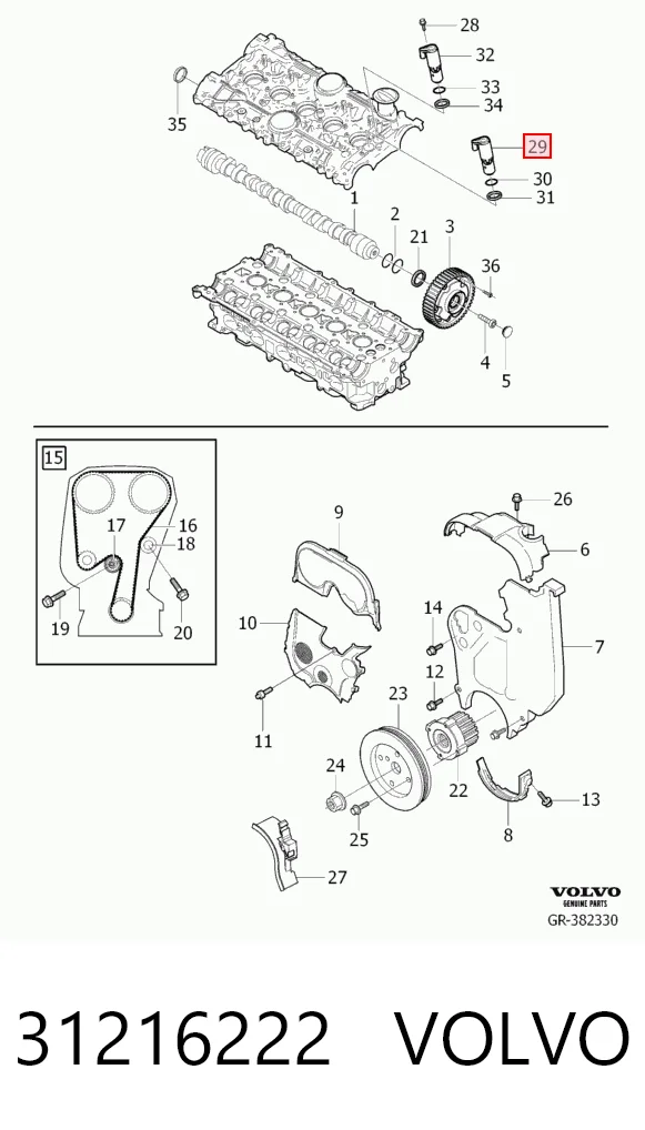 31216222 Volvo Válvula eletromagnética de posição (de fases) da árvore distribuidora