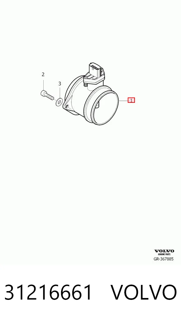 31216661 Volvo Sensor de fluxo (consumo) de ar, medidor de consumo M.A.F. - (Mass Airflow)