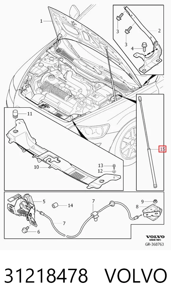 31218478 Volvo Amortecedor da capota