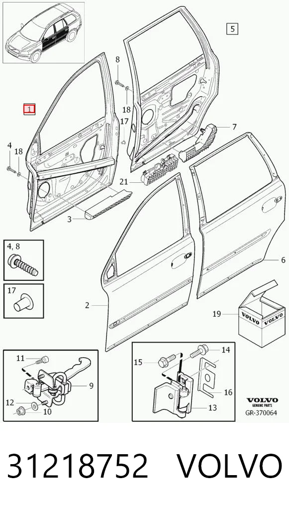 Porta dianteira esquerda para Volvo XC90  