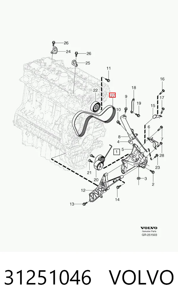 31251046 Volvo Correia dos conjuntos de transmissão
