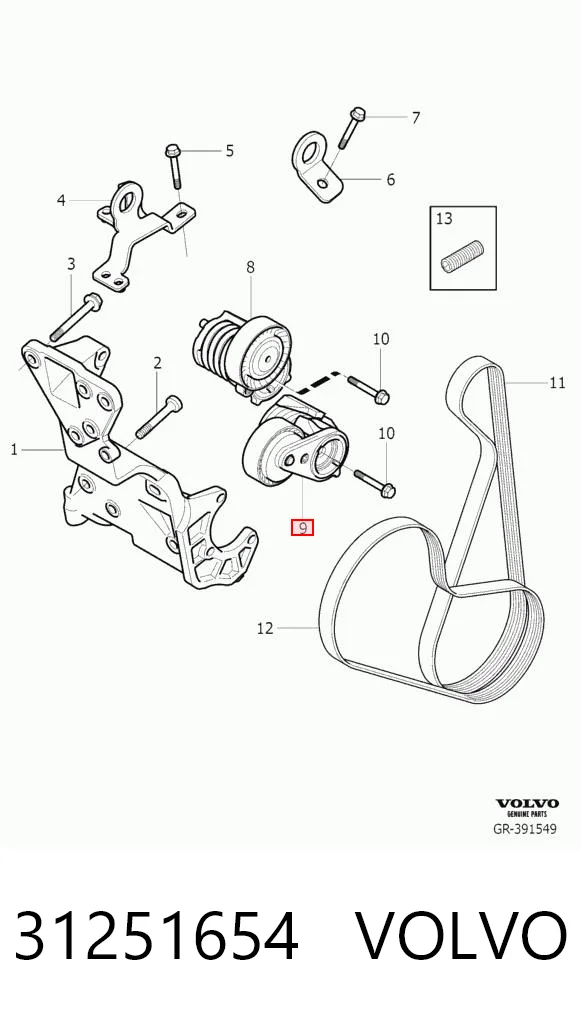 31251654 Volvo Reguladora de tensão da correia de transmissão