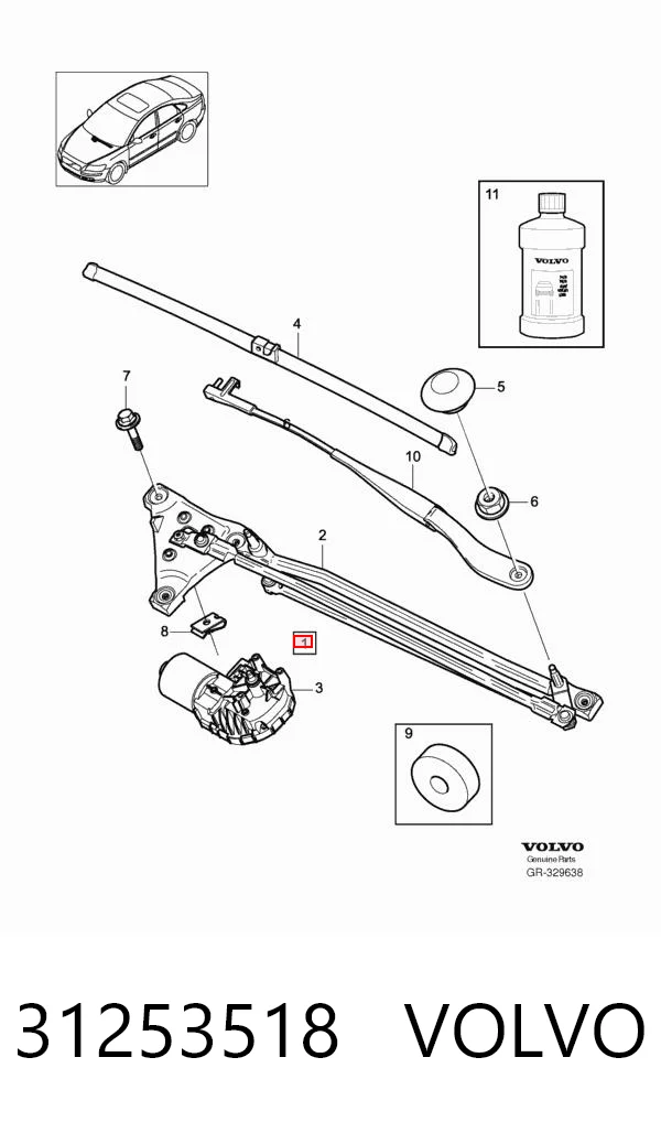 31253518 Volvo Trapézio de limpador pára-brisas
